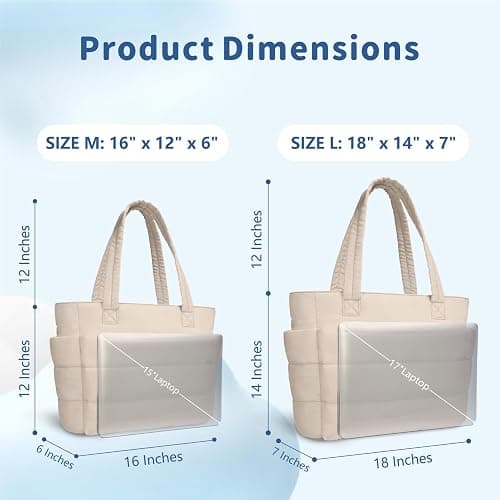 TOPDesign Puffer Tote Bag for Women, Lightweight Puffy Handbag with Compartments, Quilted Shoulder Bag for Work, Travel, Gym thumbnail 5