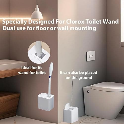 JEXYRON Wall Mounted Holder Fit for Clorox Toilet Wand, Compatible with Clorox Toilet Wand Holder only, Automatic Open and Closing Lid Design, White thumbnail 5