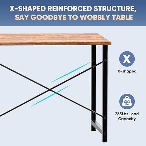 DUMOS 31 Inch Small Computer Desk for Home Office, Modern Study Writing Gaming Work Table Simple Style for Bedroom with X-Shaped ReInchforcement, Rustic Brown thumbnail 6