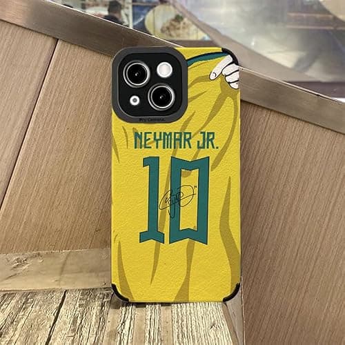 Slrioks Neymar Jersey Phone Case Creative Soccer Case for iPhone 15 Thin Soft Imitation Leather Shockproof thumbnail 3