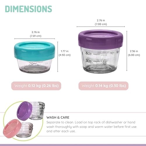 melii Glass Food Storage Jars - 12-Piece Set (6 x 4oz + 6 x 2oz) with Airtight, Leakproof Lids, BPA-Free & Eco-Friendly, Microwave, Freezer, Dishwasher Safe, Containers for Baby Food and Meal Prep - 6 x 4oz + 6 x 2oz thumbnail 3