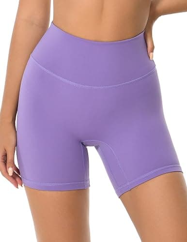 YUNOGA Women's High Waist Athletic Shorts 6" Inseam Yoga Shorts No Front Seam Workout Running Biker Shorts thumbnail 2