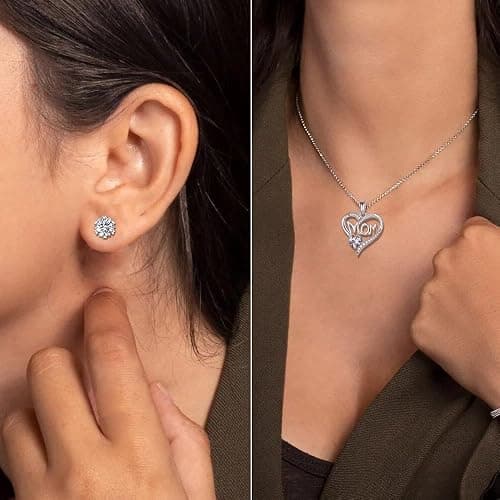 Muttertagsgeschenk für Mama, Muttertag Geschenk, Ewige Echte Rose Konservierte Box mit Herz Halskette & Ohrringe 925 Sterlingsilber Geschenkbox für Mutter am Valentinstag Muttertag Hochzeit Geburtstag thumbnail 7