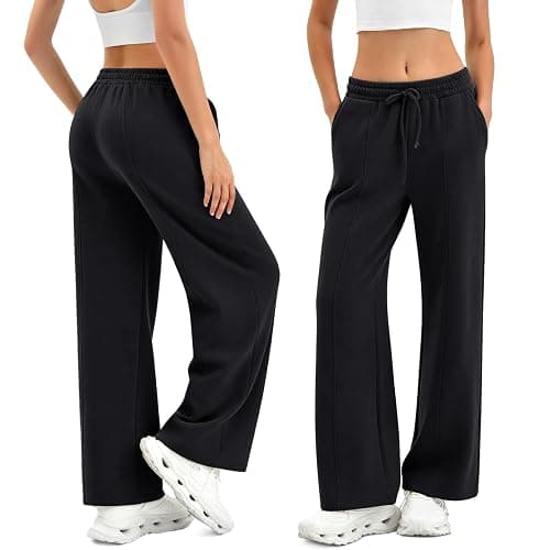 Fawarior Womens Wide Leg Sweatpants High Waisted Lounge Pants | Drawstring Waist, 2 Deep Pockets, Light Fleece Lining, Comfy Baggy Fit, Lounge Athletic Joggers thumbnail 2