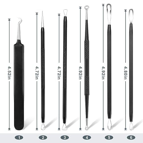 Blackhead Remover Pimple Popper Tool Kit - (6 Piece Kit) - Professional Stainless Pimples Comedone Extractor Removal Tool thumbnail 3