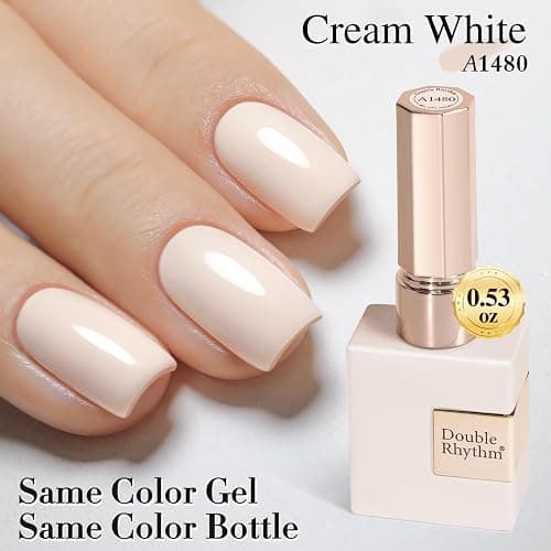 Double Rhythm 15ML Gel Polish Pure Sheer Same Color Same Bottle Soak Off Gel Polish Art Manicure Salon DIY at Home for Women (Cream White-A1480) thumbnail 7