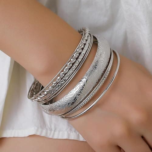 RINTOLER 16Pcs Gold Bangle Bracelets for Women - Multi Layer Stackable Textured Bracelets Boho Jewelrys Set. thumbnail 4