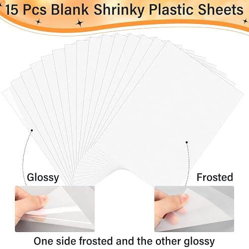 Flasoo 87 PCS Shrinky Plastic Sheets Kit, Including 15 Sheets Shrinky Art Paper, Acrylic Paint Markers, Keychains for Creative Crafts and Keychain Making thumbnail 3