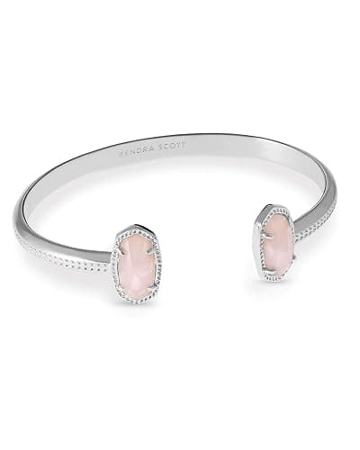 Kendra Scott Elton Cuff Bracelet for Women, Fashion Jewelry - RHODIUM - ROSE QUARTZ - Image 1