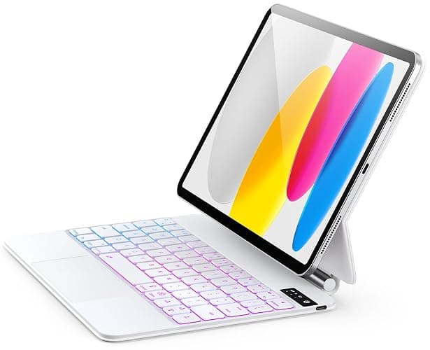 For iPad (A16) 11th &10th generation Case with Keyboard,Backlight Multi-Touch Trackpad for iPad 11th Gen 2025 11 inch&10th Gen 2022 10.9 inch, Magic-Style with Floating Cantilever Stand,T-White - Image 1