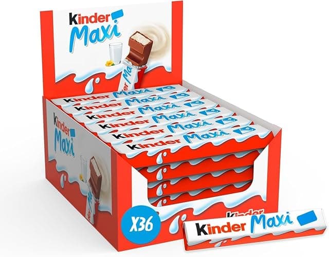 Kinder Chocolate Medium Bars, Bulk Chocolate Gift Box, Fine Milk Chocolate Bar with a Milky Filling, Pack of 36 (756gr) - Image 1