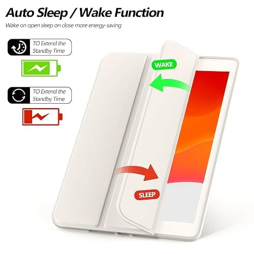 Aoub Case for iPad 9th Generation 2021 10.2 inch, iPad 8th/7th Gen 2020/2019, Without Pencil Holder, Soft TPU Back Case, Slim Lightweight Stand Protective Smart Cover, Auto Sleep/Wake - White thumbnail 4