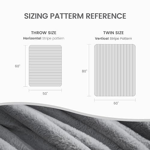 Cozy Bliss Faux Fur Throw Blanket for Couch, Cozy Warm Plush Striped Blanket for Sofa Bedroom Living Room, 50 * 60 Inches Gray thumbnail 2
