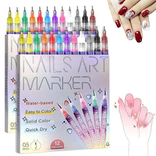 Nail Art Pens Set 12 Colors Nail Art Markers,2025 Nail Polish Pens Drawing Painting Pen for Home Salon,Quickly Dry Nail Art Nail DIY Decoration for Adult - Image 1