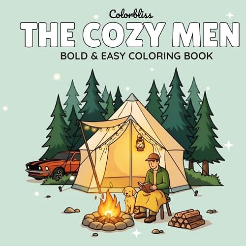 THE COZY MEN: Bold & Easy Coloring Book for Adults: Stress Relief and Relaxation for Men with Vintage Cars, Cozy Cabins & The Great Outdoors | A Perfect Gift for Dads and Husbands - Image 1