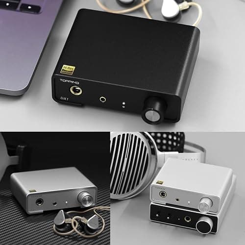 TOPPING DX1 DAC Amplificatore Per Cuffie, AK4493S DSD256 32Bit/384kHz XU208 USB DAC, Convertitori Digitali Analogici Hi-Res Audio da USB a RCA, 3,5mm 6,35mm 280mW×2 Amplificatori (argentato) thumbnail 7