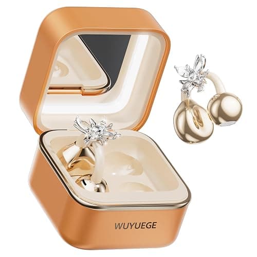 WUYUEGE Clip On Earbuds with Detachable Butterfly Earrings & LED Makeup Mirror Case, Wireless Earbuds Bluetooth 6.0, Air Conduction Headphones, Lightweight for Travel Work Daily Use,Great Gift Choice - Image 1