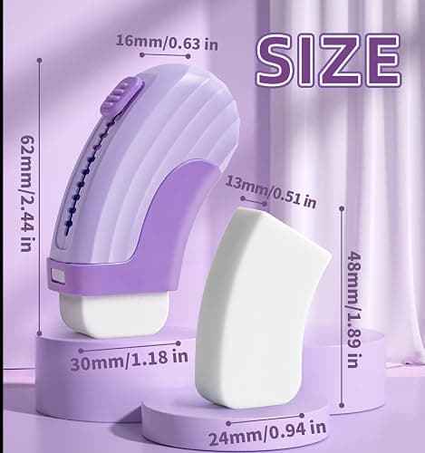 Pindda 4+1 Pack Rubber Erasers Sliding Retractable Eraser, Large White Erasers for School Office Art Drawing Pencil Eraser for Kids- Purple thumbnail 2