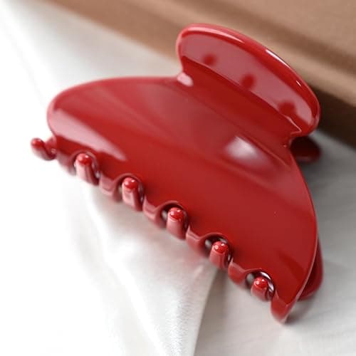 Prettyou Handmade Celluloid Acetate French Design Barrettes Tortoise Shell Claws Hair Claw Luxury Fashion Accessories Hair Clip for Women (burgundyred) thumbnail 4