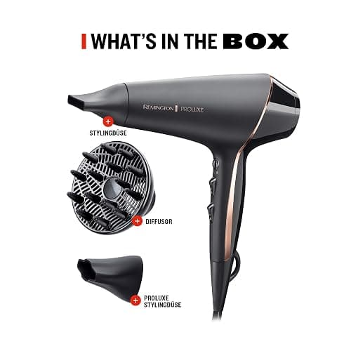 Remington Haartrockner Profi Ionen [2400W, 150km/h, 3 Stylingaufsätze] Proluxe (OPTIheat-Technologie für lang anhaltende Styling-Ergebnisse, Ionenpflege - Anti Frizz, langlebiger AC-Motor) AC9140B thumbnail 9