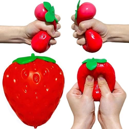 Strawberry Squishy, Strawberry Squishy Sensory Fidget Giant Jumbo Big Slow Rising Stress Ball Squeeze Toy Fruit Realistic for Relief, Adults Kids Gifts Party Favor (1pcs) thumbnail 4