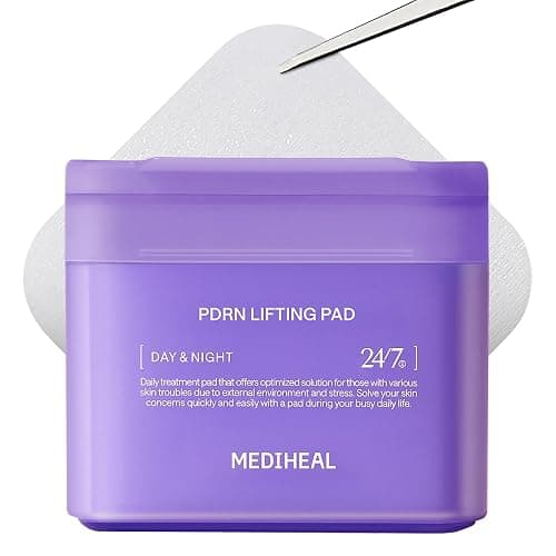 MEDIHEAL Toner Pads [PDRN] - Stretchable Lifting Pads with Squalane and Glutathione for Total Skin Care - Plant Based Rose PDRN - Wrinkle & Pore Care - Vegan Stretchable Lifting Fabric (100 Count) - Image 1