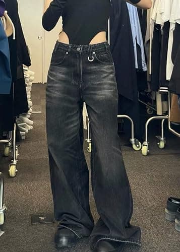ORANDESIGNE Jeans Cargo Vintage Donna Jeans Hip Hop Y2K Jeans Baggy Gamba Dritta Pantaloni di Jeans Lavati Casual Jeans Stampati Ragazze Adolescenti Harajuku Skateboard Pants Streetwear thumbnail 2