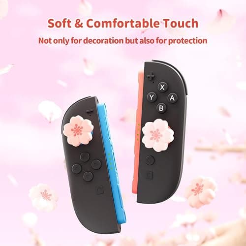 GeekShare Silikon Joystick Kappen für Switch 2, Joystick Schutzzubehör, Thumbstick Grip, rutschfeste, Komfortablem (4 Stück) (Kirschblüte) thumbnail 4