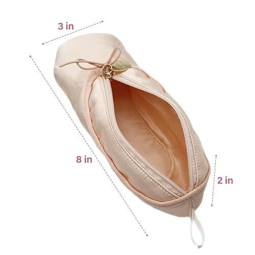 CECKQUE Ballet Dance Shoe Makeup Bag For Little Girls, Ballerina Slipper Makeup Pouch Bag, Ballet Pointe Shoes Gifts (Pink) thumbnail 3
