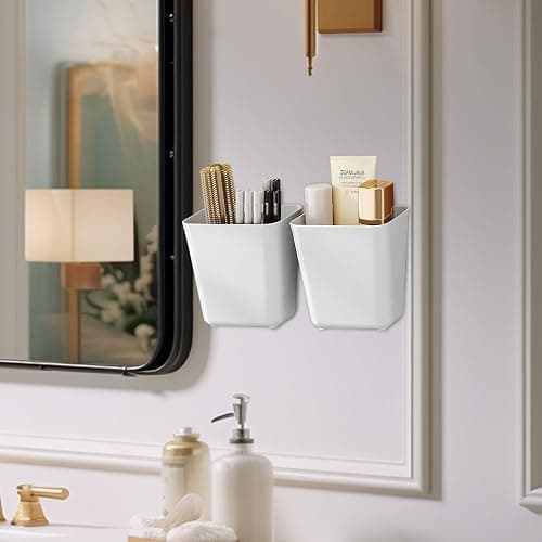 Collazoey 4 Stück Selbstklebende wandmontierte Aufbewahrungsbox,Küchenschranktür Aufbewahrungsbox,Badezimmer Organizer,für Schrank,Badezimmer,Kühlschrank Kleine Gegenstände Organizer Aufbewahrungsbox thumbnail 3