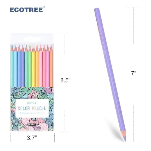 ECOTREE Macaron Colored Pencils, Soften Wood, Pastel Coloring for Adult and Kids, Art Supplies for School, Coloring, Drawing, Shading, Back to School Supplies, 12 Count thumbnail 3