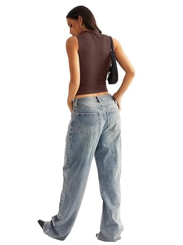 EasyGala Women Sleeveless Mock Turtle Neck Tops Double Lined Fitted Tank Tops Basic T Shirts 2025 thumbnail 7