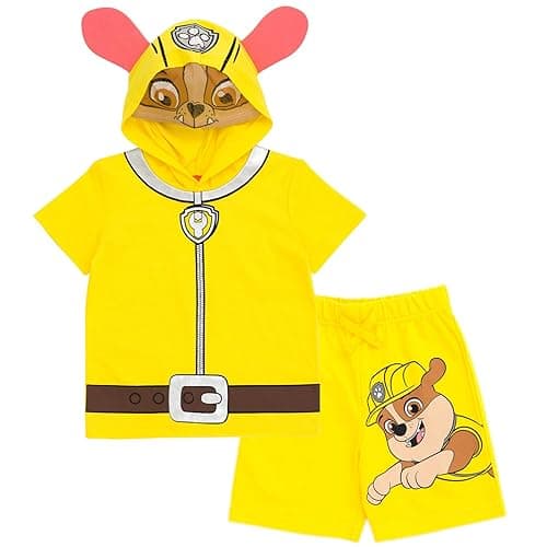 Paw Patrol Chase Skye Rubble Marshall Cosplay T-Shirt and Bike Shorts French Terry Outfit Set Toddler to Big Kid - Image 1