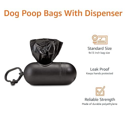 Amazon Basics Dog Poop Bags with Dispenser, 900 Count, Enhanced for Guaranteed Leakproof, Unscented, Includes Leash Clip thumbnail 4