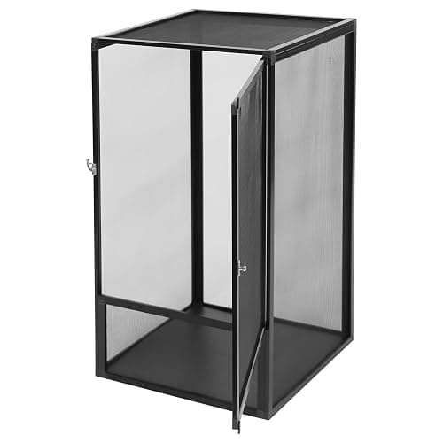 Reptile Terrarium Cage, 31.5" x 17.7" x 17.7" Butterfly Cage Terrarium with Mesh Panel, Pet Feeding Net Box with Metal Latch, for Chameleon, Tree Frog, Arboreal, for Reptiles and Small Insects - Image 1