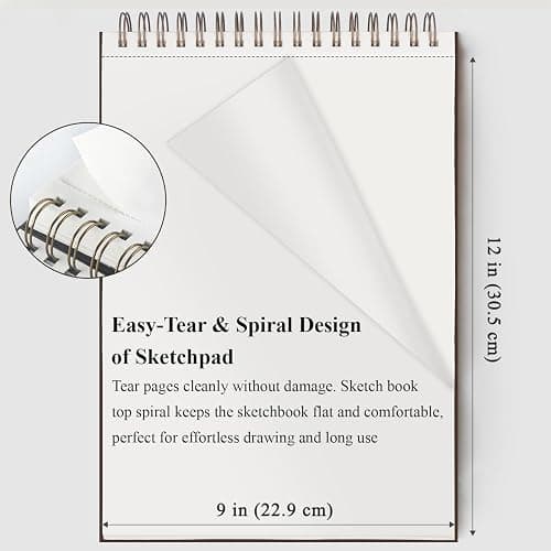 Fuxi 9" x 12" Sketch Book, Top Spiral Bound Sketch Pad, 100 Sheets 68lb/100gsm Acid-Free Drawing Paper, Art Sketchbook for Drawing Pad for Kids Artists & Beginners Professional Art Supplies for Adults thumbnail 4