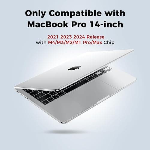 EooCoo Case compatible for Macbook Pro 14 inch M5 A3434 2025 M4 A3112 A3185 A3401 M3 A2918 A2992 M2 A2779 M1 A2442 Pro/Max, 2021-2024, Transparent Laptop Case Plastic Hard Shell Cover, Crystal Clear thumbnail 6