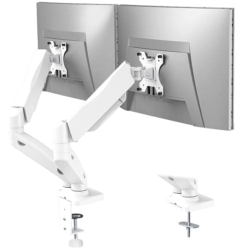 WALI Dual Monitor Stand, Adjustable Gas Spring Arm Monitor Mount for 2 Monitors up to 32 Inch,19.8lbs Capacity (GSMP002W), White by WALI - Image 1
