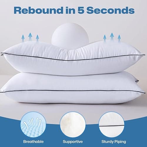 GOHOME Pillows Queen Size Set of 2 - Bed Pillows for Sleeping 2 Pack, Cooling Supportive Hotel Pillows with Premium Soft Down Alternative Fill for Side Stomach and Back Sleepers thumbnail 4