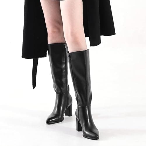 Vipost 3.35-inch Pointed Toe Knee High Boots for Women, Chunky Block Heel Tall Boots for Women with Side Zipper, Long Fall Winter Boot 2025 thumbnail 5
