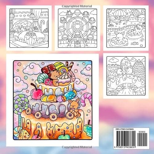 Hygge Delights - Super Cute and Fun Adult Coloring Book: Featuring Adorable Animal Characters Engaging in Relaxation, Mindfulness and Stress Relief in ... full of Cozy Food, Treats, Fruit and Candy thumbnail 2