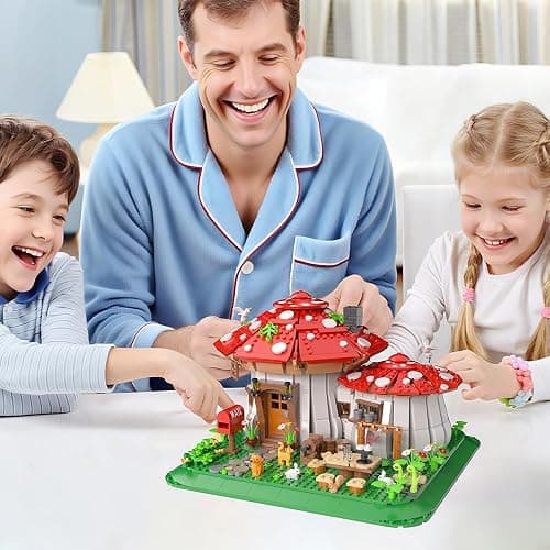 RAVAYO Mushroom House Building Blocks Set - Unique Design Creative Building Toy for Adults and Teens Mini Brick 1621pcs thumbnail 9