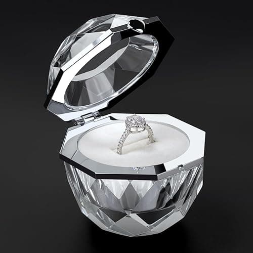 Wislist Crystal Ring Box for Proposal Diamond Ring Jewelry Velvet Holder Chest Organizer Earrings Jewelry Presentation Box for Proposal Engagement Wedding Ceremony Birthday Gift thumbnail 4
