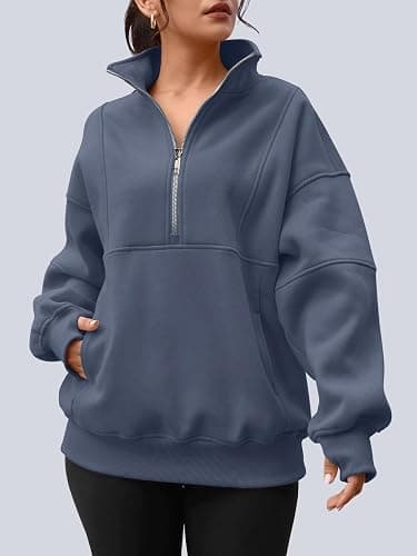 AUTOMET Womens Quarter Zip Oversized Sweatshirts Teen Fleece Pullover Hoodies 2025 Mock Neck Sweater Fall Workout Jacket thumbnail 4