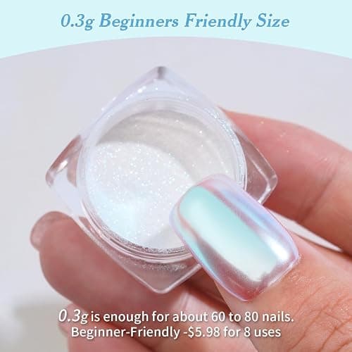 Pretty Diva Moonlight Chrome Nail Powder, Unicorn Mermaid Chrome Powder for Nails, Aurora Nail Powder Iridescent Nail Chrome Powder, Nail Art Glitter Decoration for Home DIY Salon Manicure Pigment thumbnail 2