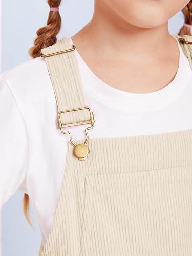 Haloumoning Girls Corduroy Overall Shorts Kids Cute Romper Shortalls with Pockets 5-14 Years thumbnail 5