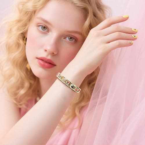 Ouxayapl Italian Charm Bracelet Gold, Italian Charms Armband Set, DIY Abnehmbare Module für 9mm Armbände, Italian Charm Armbänder Bracelet Gold Charms mit Öffnungswerkzeug für Mädchen Junge Geschenk thumbnail 4