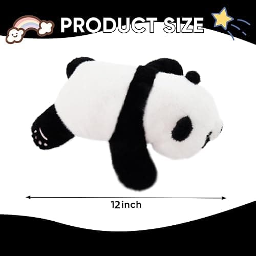 Furvana Plush Panda Stuffed Animal, Black and White Weighted Plush Pillow, 12" Soft Cuddly Toy, for Kids and Girls Birthday Christmas thumbnail 2