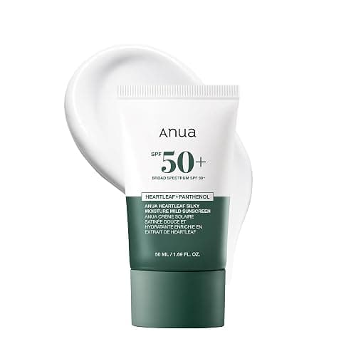 Anua Heartleaf Silky Moisture Mild Sunscreen, Broad Spectrum SPF 50+ with Moisturizing Formula, Lightweight Korean Sunscreen, Natural finish, Vegan, korean skin care 50ml / 1.69 fl. oz. - Image 1