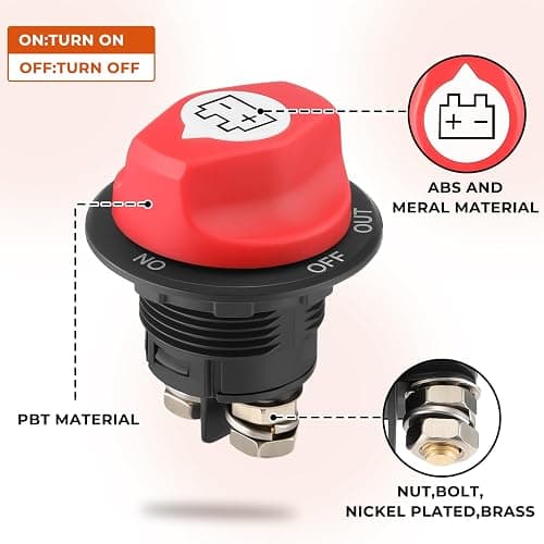 ISINFLASH Battery Disconnect Swicth 12-48V, Battery Master Cut Shut Off Isolator Switch for Marine Boat RV ATV Car Utv Vehicle, Max 32V DC 100A Cont 150A Power Battery Switches (On-Off-Out) (100A) thumbnail 3